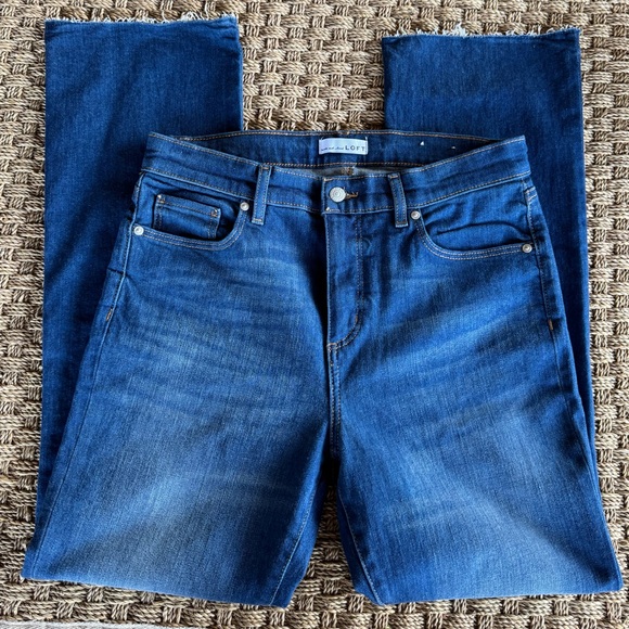 Loft the boot raw hem Stylish Blue Denim Jeans Sz 10 - Picture 3 of 11